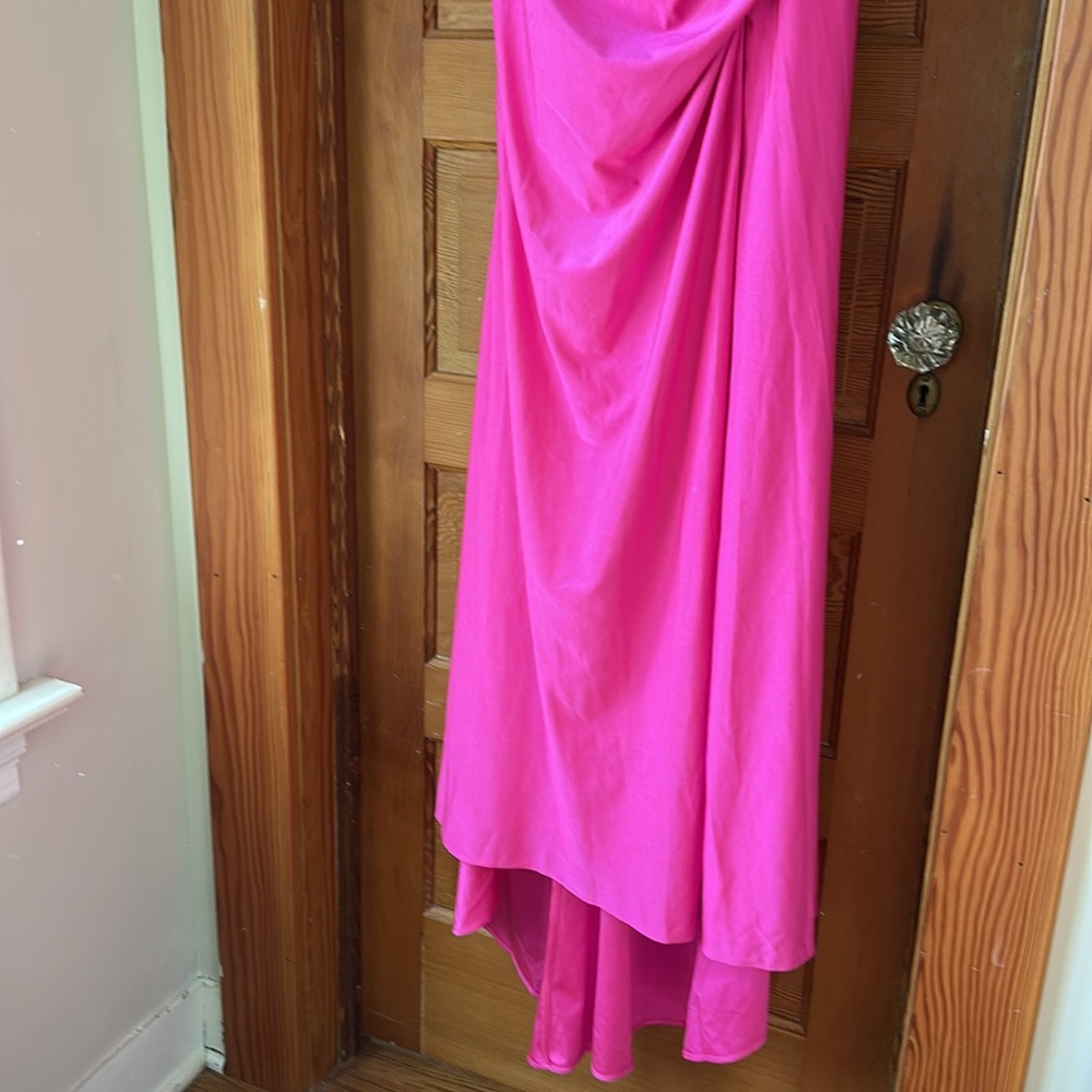NWT Mermaid Cowl Neck Sweep Train Jersey Prom Dress with Pleated Sequins Split - Picture 12 of 16